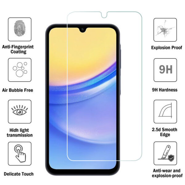 For Galaxy A15 5G (6.5 inch) Clear 2.5D Tempered Glass Screen Protector - Image 2