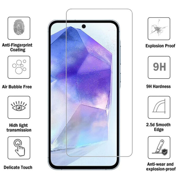For Galaxy A55 (6.6 inch) Clear 2.5D Tempered Glass Screen Protector - Image 2
