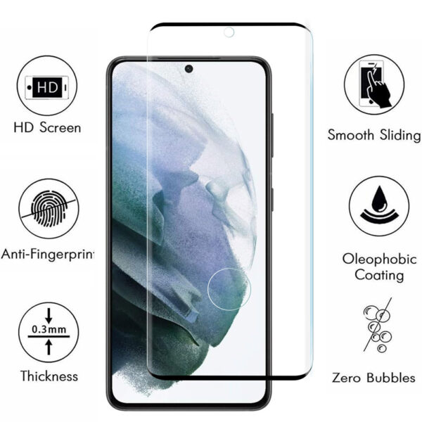 For Galaxy S21 (6.2 inch) Full Coverage Tempered Glass Screen Protector Black Frame - Image 3