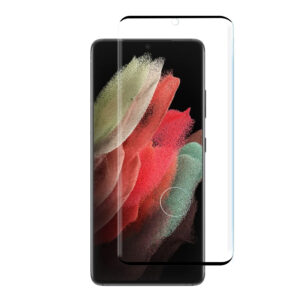 For Galaxy S21 Ultra (6.8 inch) Curved Full Coverage Tempered Glass Screen Protector Black Frame