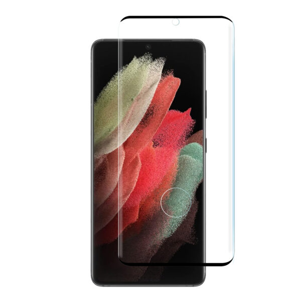 For Galaxy S21 Ultra (6.8 inch) Curved Full Coverage Tempered Glass Screen Protector Black Frame