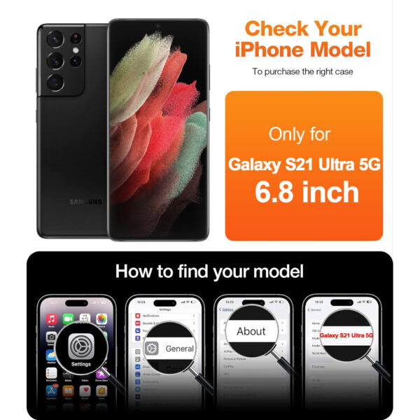 For Galaxy S21 Ultra (6.8 inch) Curved Full Coverage Tempered Glass Screen Protector Black Frame - Image 2