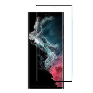 For Galaxy S22 Ultra (6.8 inch) Curved Full Coverage Tempered Glass Screen Protector Black Frame