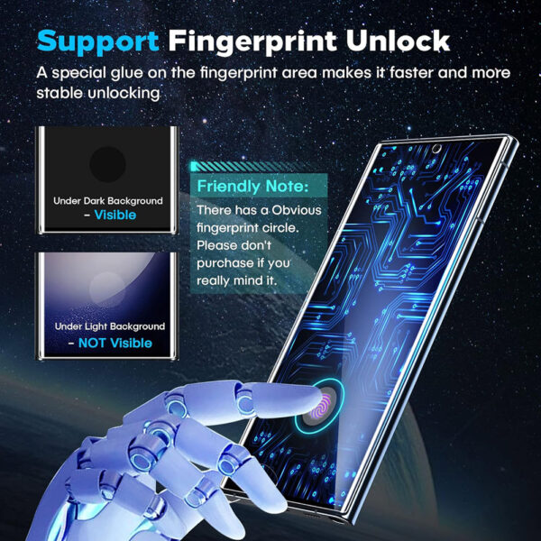 For Galaxy S22 Ultra (6.8 inch) Curved Full Coverage Tempered Glass Screen Protector Black Frame - Image 8
