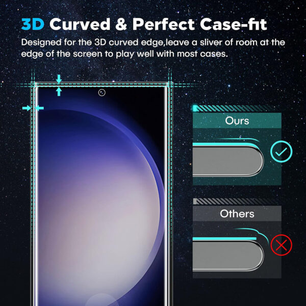 For Galaxy S23 Ultra (6.8 inch) Curved Full Coverage Tempered Glass Screen Protector Black Frame - Image 6