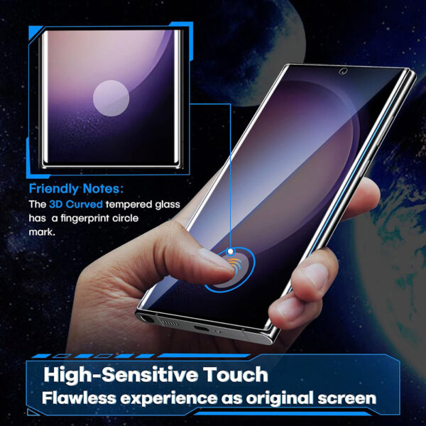 For Galaxy S23 Ultra (6.8 inch) Curved Full Coverage Tempered Glass Screen Protector Black Frame - Image 7