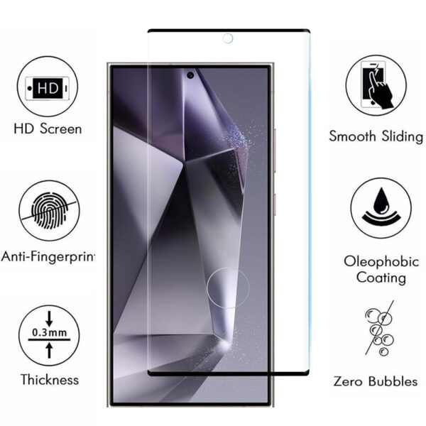 For Galaxy S24 Ultra (6.8 inch) Full Coverage Tempered Glass Screen Protector Black Frame - Image 3