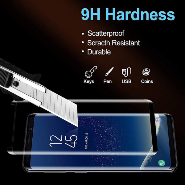 For Galaxy S8 Plus (6.2 inch) Curved Full Coverage Tempered Glass Screen Protector Black Frame - Image 3