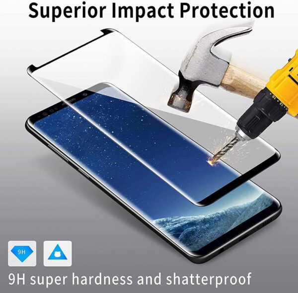 For Galaxy S8 Plus (6.2 inch) Curved Full Coverage Tempered Glass Screen Protector Black Frame - Image 4