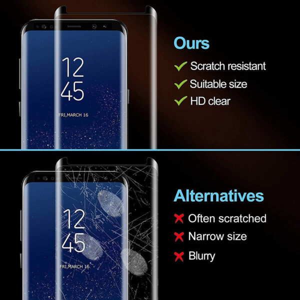 For Galaxy S8 Plus (6.2 inch) Curved Full Coverage Tempered Glass Screen Protector Black Frame - Image 7