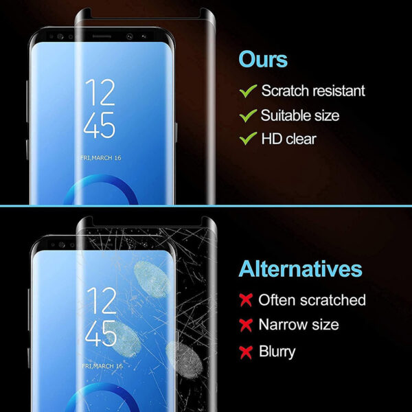 For Galaxy S9 Plus (6.2 inch) Curved Full Coverage Tempered Glass Screen Protector Black Frame - Image 6