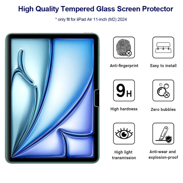 For Apple iPad Air 11 inch M2 2024 Tempered Glass Screen Protector - Image 3