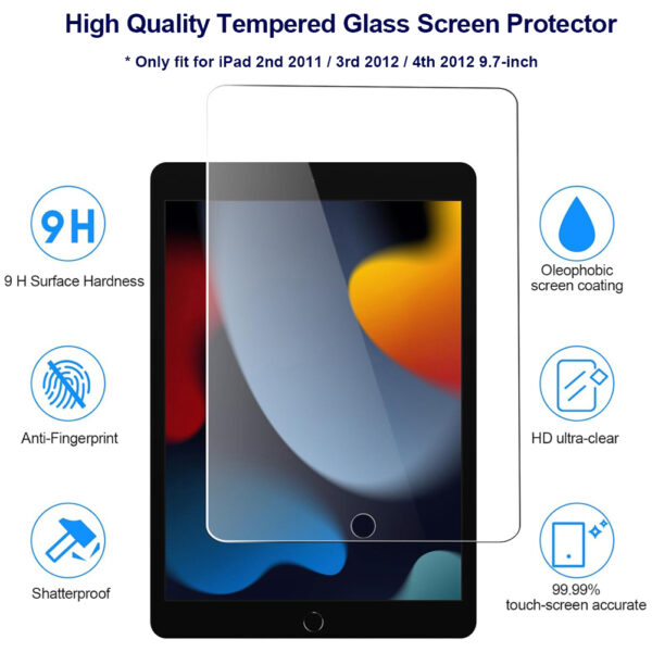 For Apple iPad 2 3 4 9.7" Tempered Glass Screen Protector - Image 3