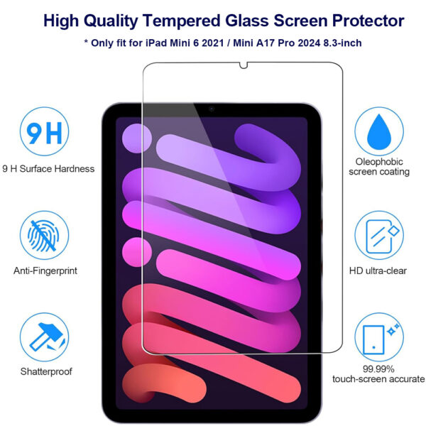 For Apple iPad Mini 6 A17 Pro 8.3" Tempered Glass Screen Protector - Image 3