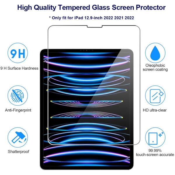 For Apple iPad Pro 12.9" 4th 2020 5th 2021 6th 2022 Tempered Glass Screen Protector - Image 3