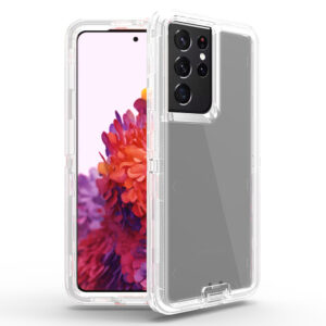 For Galaxy S21 Ultra Case Heavy Duty Defender Clear Cover with Belt Clip TRL55
