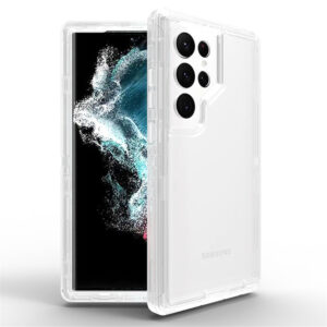 For Galaxy S23 Ultra Case Heavy Duty Defender Clear Cover with Belt Clip TRL55
