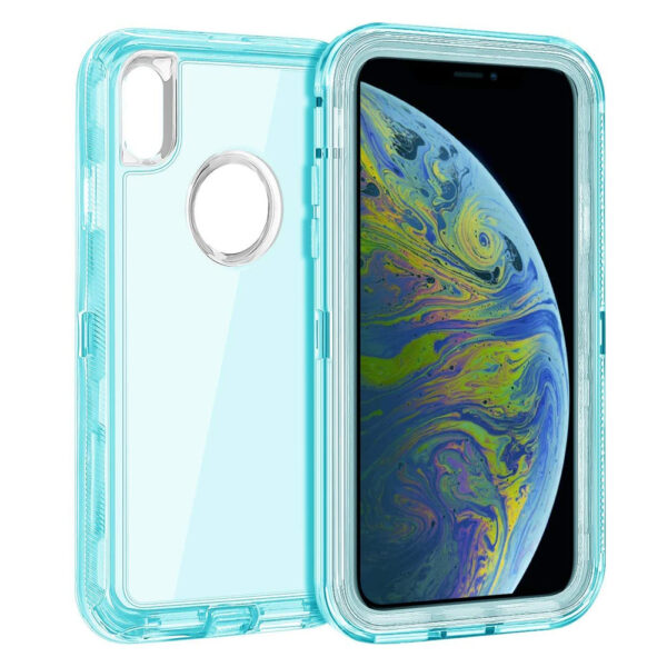 For iPhone Xs Max Case Heavy Duty Defender Clear Cover with Belt Clip TRL55