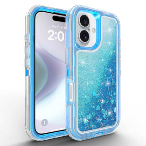 For iPhone 16 plus Case Heavy Duty Defender Glitter Cover TRL56