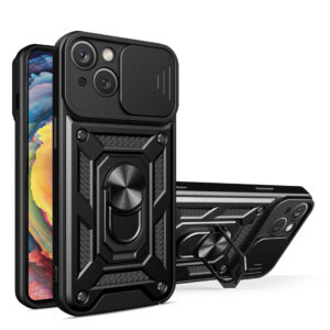 For iPhone 14 Case with Magnetic Ring Holder Camera Hybrid Cover TWL126