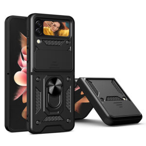 For Galaxy Z Flip 4 Case with Magnetic Ring Holder Camera Hybrid Cover TWL126