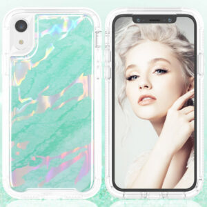 For iPhone XR Case with White Marble Pattern Cover TWL69