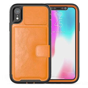 For iPhone XR Case with Leather Magnetic Pad Card Slot Stand Cover TWL71