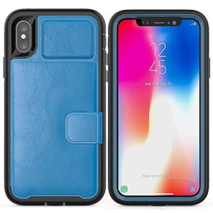 For iPhone Xs Max Case with Leather Magnetic Pad Card Slot Stand Cover TWL71