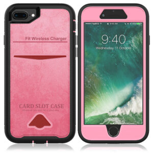 For iPhone 6 Plus 7 Plus 8 Plus Case with Card Slot Fit Wireless Charging Cover TWL76