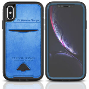 For iPhone XS Case with Card Slot Fit Wireless Charging Cover TWL76