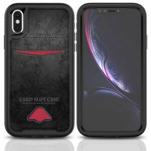 For iPhone Xs Max Case with Card Slot Fit Wireless Charging Cover TWL76