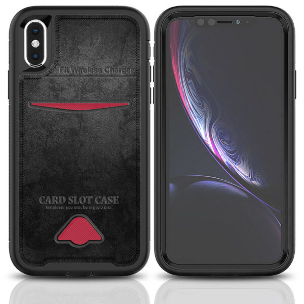 For iPhone Xs Max Case with Card Slot Fit Wireless Charging Cover TWL76