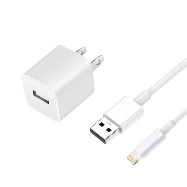 2 in 1 Travel Home Wall Charger Adapter with 3ft Lighting USB Cable for iPhone, A Grade