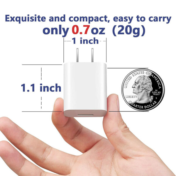 2 in 1 Travel Home Wall Charger Adapter with 3ft Lighting USB Cable for iPhone, A Grade - Image 3
