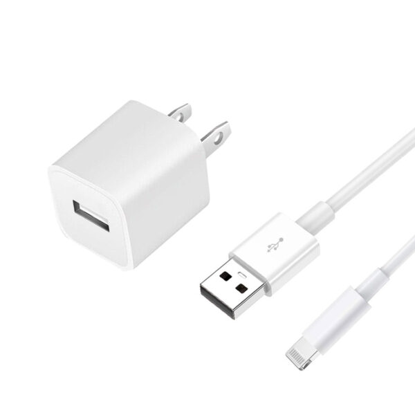 2 in 1 Travel Home Wall Charger Adapter with 3ft Lighting USB Cable for iPhone, B Grade