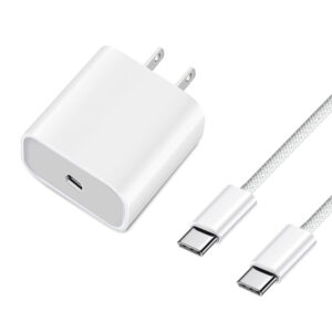 25W 2 in 1 Travel Home Wall Charger Adapter with 3ft Lighting USB Fast Charging Cable for iPhone, A Grade