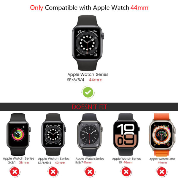 44mm Dual Rhinestones Bumper Frame Cover Case with Tempered Glass Screen Protector For Apple Watch Series - Image 2