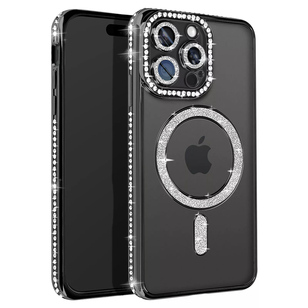For iPhone 13 Pro Case Magnetic Luxury Sparkly Glitter Rhinestone Clear Cover