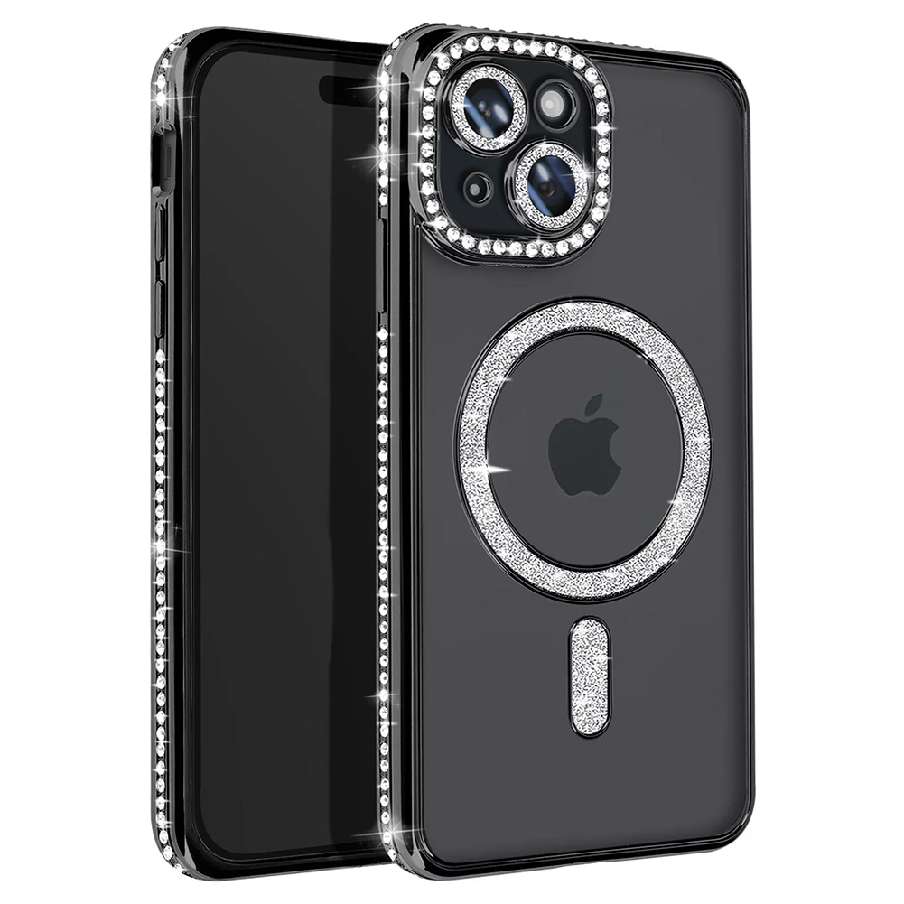 For iPhone 14 Case Magnetic Luxury Sparkly Glitter Rhinestone Bling Clear Cover