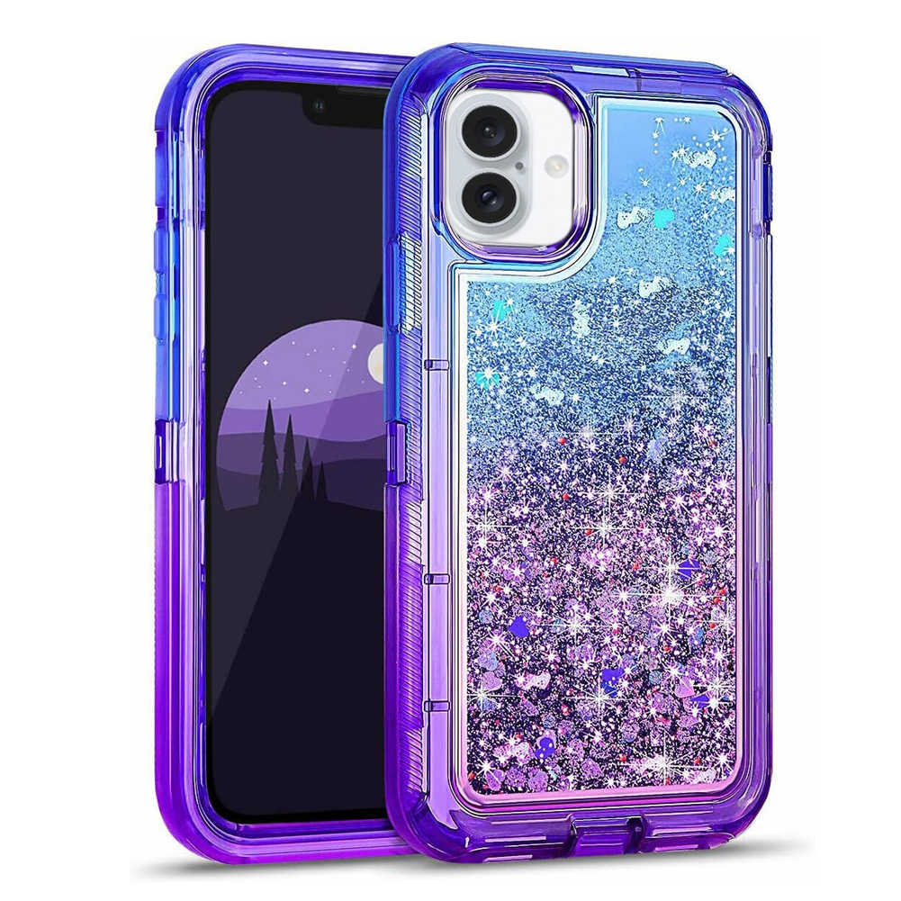 For Apple iPhone 17 Case Liquid Glitter Quicksand Heavy Duty Shockproof Cover