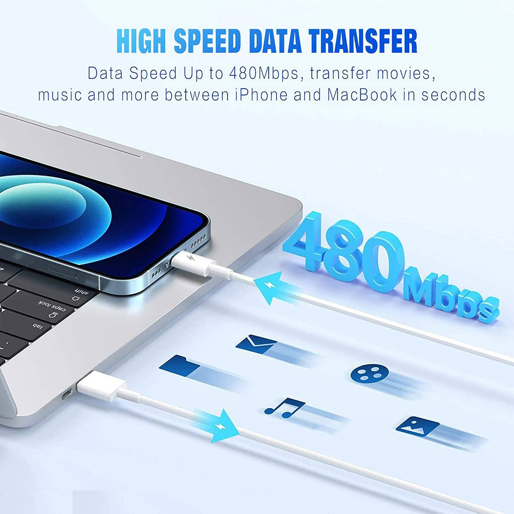 10ft / 3m Lightning to USB-A Fast Charger Cable iPhone Quick Data Sync Cord - Image 5