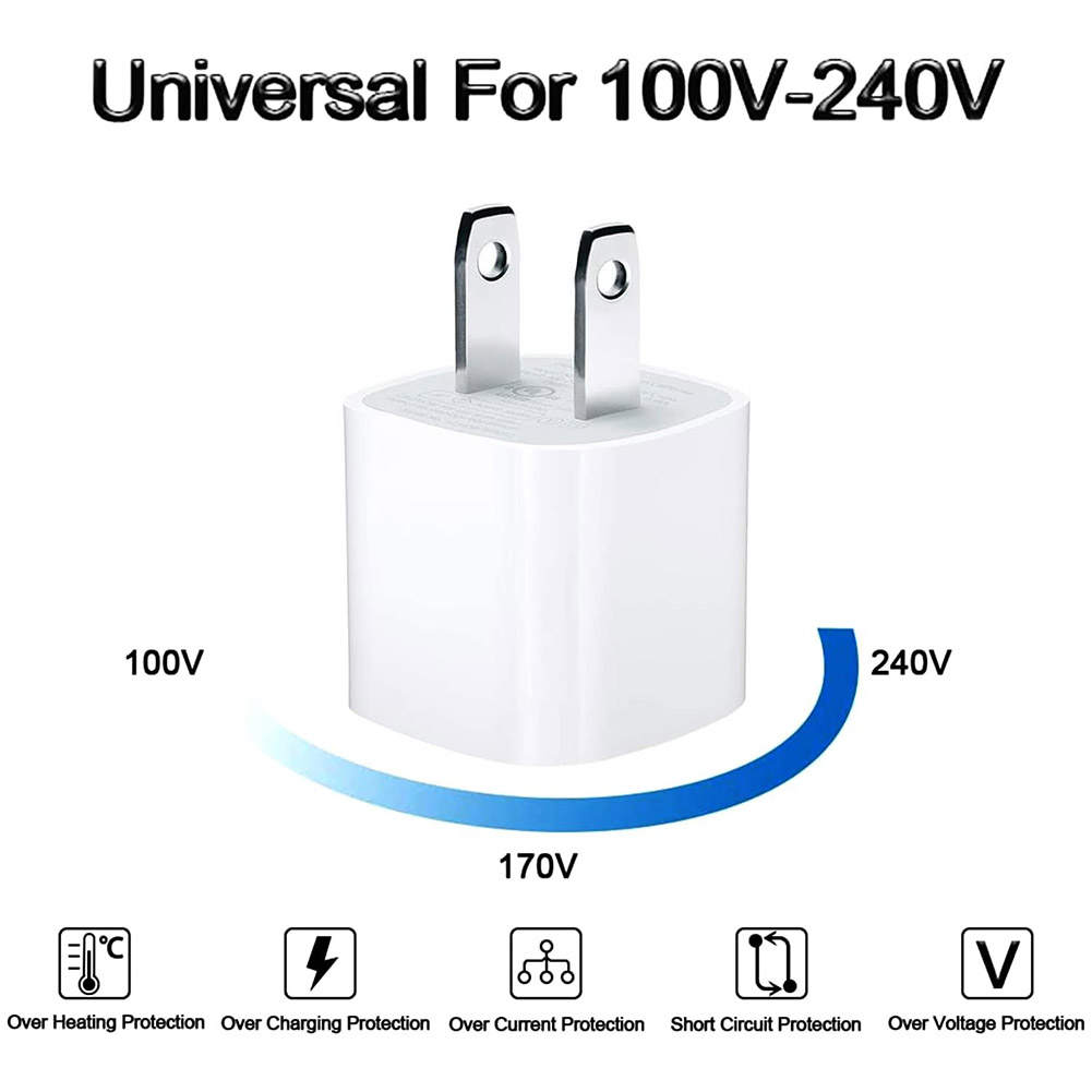 2 in 1 Travel Home Wall Charger Adapter with 3ft USB Cable for iPhone, A Grade - Image 2