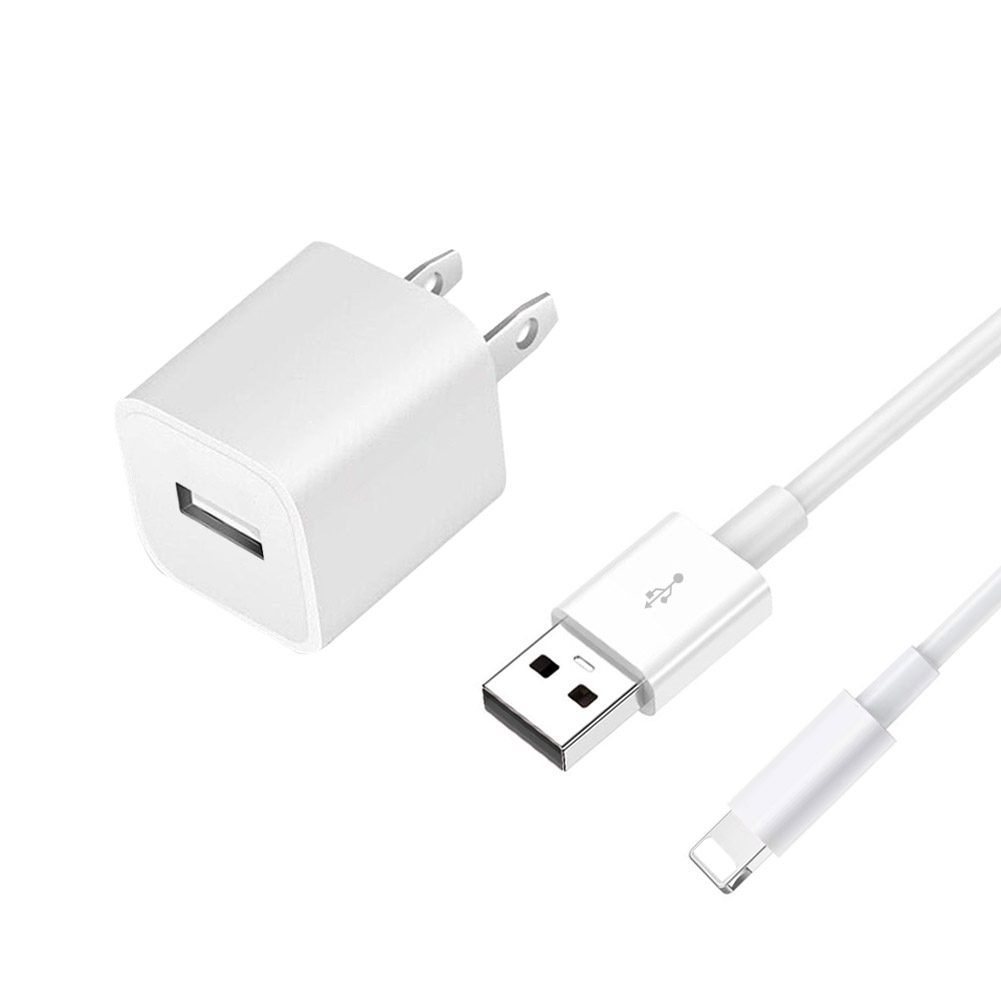 2 in 1 Travel Home Wall Charger Adapter with 3ft USB Cable for iPhone, B Grade
